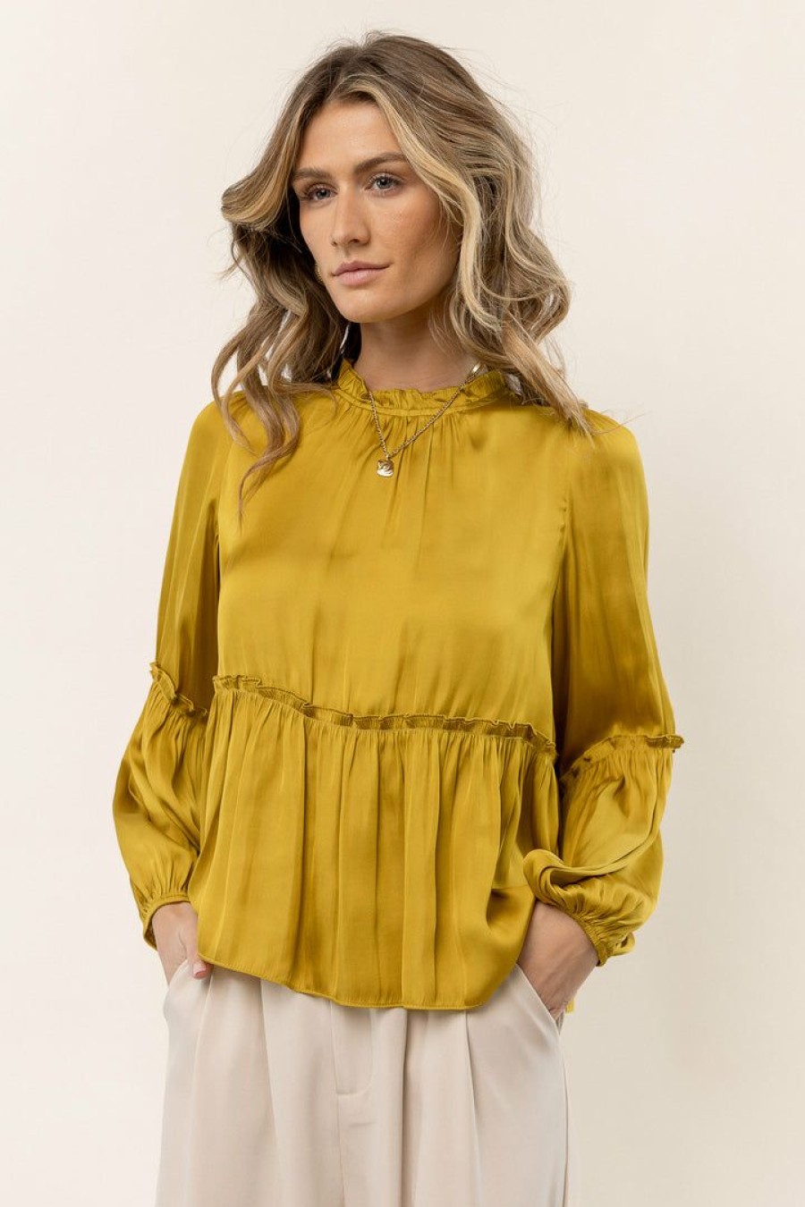 Tops * | Hot Sale Calista Valeria Blouse In New Arrivals Chartreuse