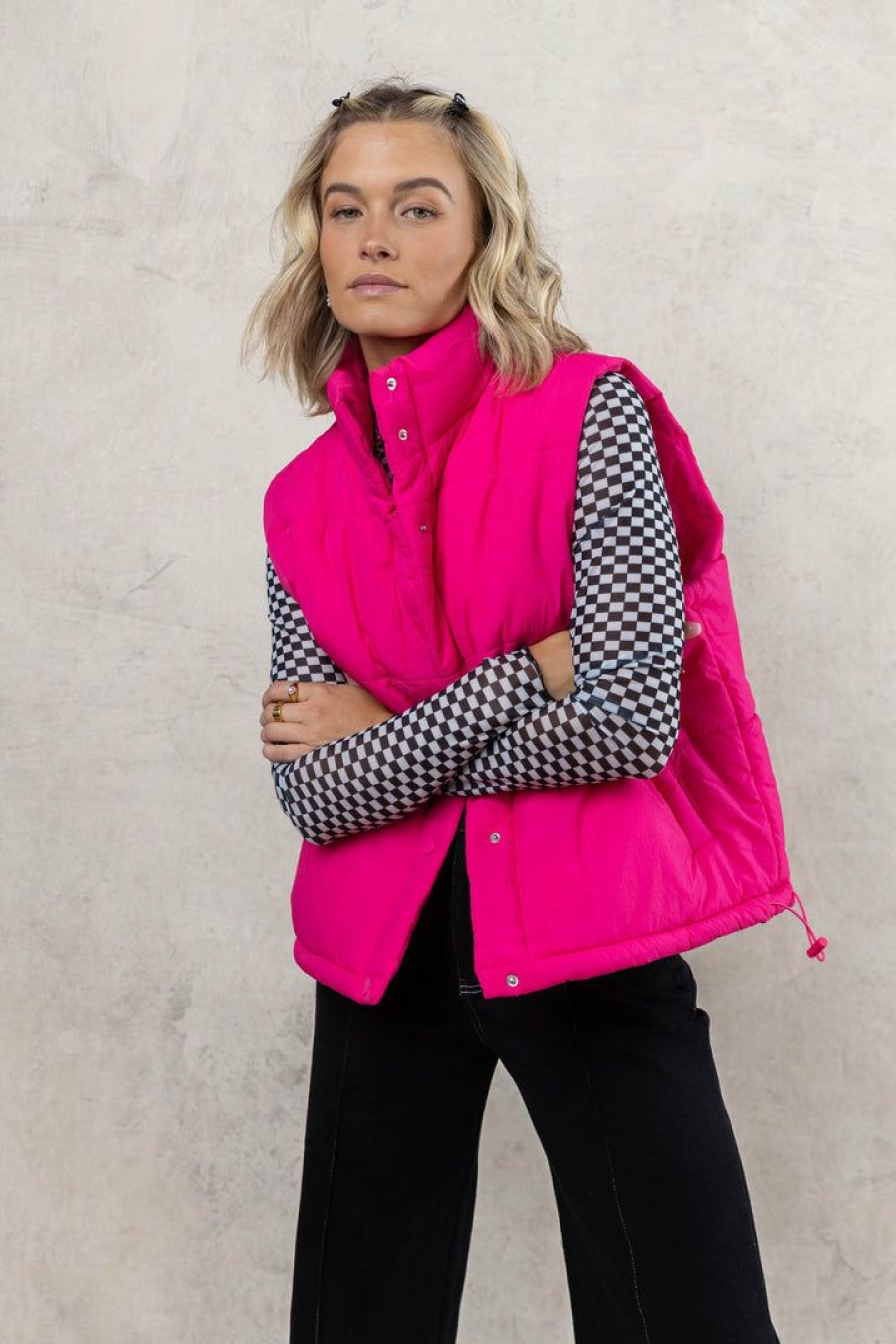 Tops * | Coupon Lumiere Dixie Puffer Vest Pink