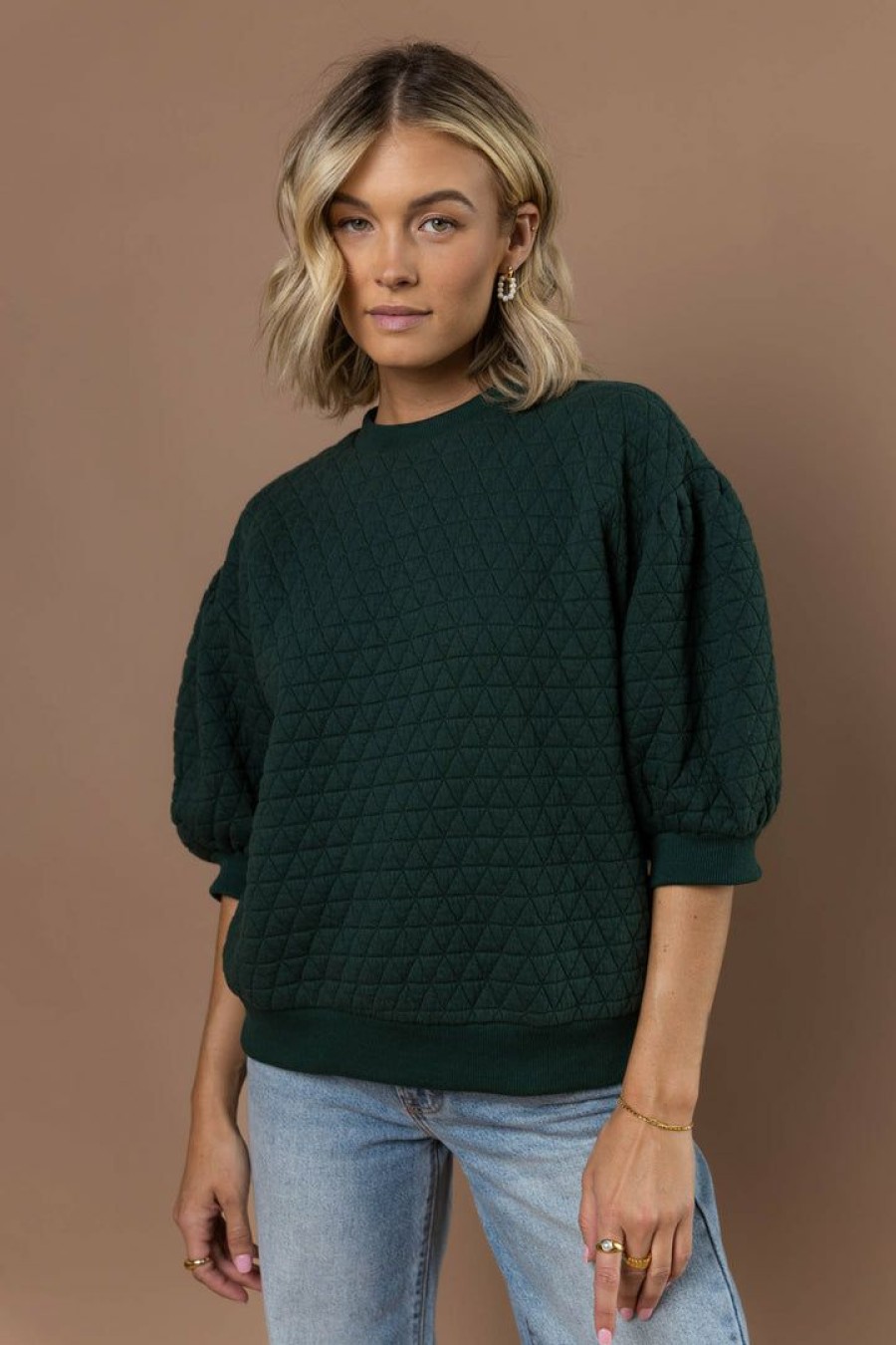 Tops * | Best Sale Worui Astra Quilted Sweater In Green