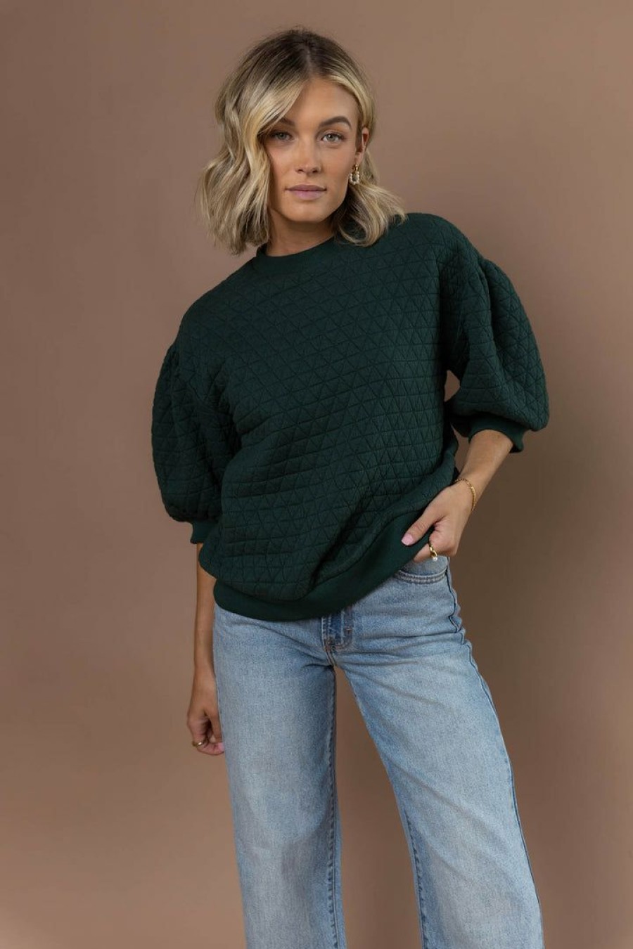 Tops * | Best Sale Worui Astra Quilted Sweater In Green