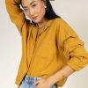 Tops * | Outlet Fun 2 Fun Tops Larissa Button Down Blouse In Final Sale Mustard