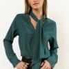 Tops * | Coupon Aaron & Amber Kayla Tie Front Top In New Arrivals Hunter Green