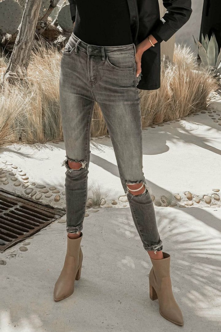 Jeans * | Flash Sale Vervet Haylie Skinny Denim Final Sale Grey