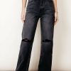 Jeans * | Promo Kancan Skyscraper Wide Leg Denim In Final Sale Jeans Dark Grey