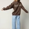 Tops * | Top 10 Bailey Rose Don'T Know Don'T Care Pullover In Tops Brown