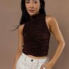 Tops * | Best Deal Papermoon Fergi Ruched Tank Top In Tops Brown