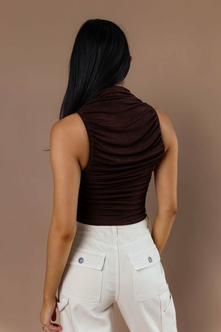 Tops * | Best Deal Papermoon Fergi Ruched Tank Top In Tops Brown