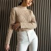 Tops * | Hot Sale Miou Muse Tops Kacee Knitted Sweater Brown