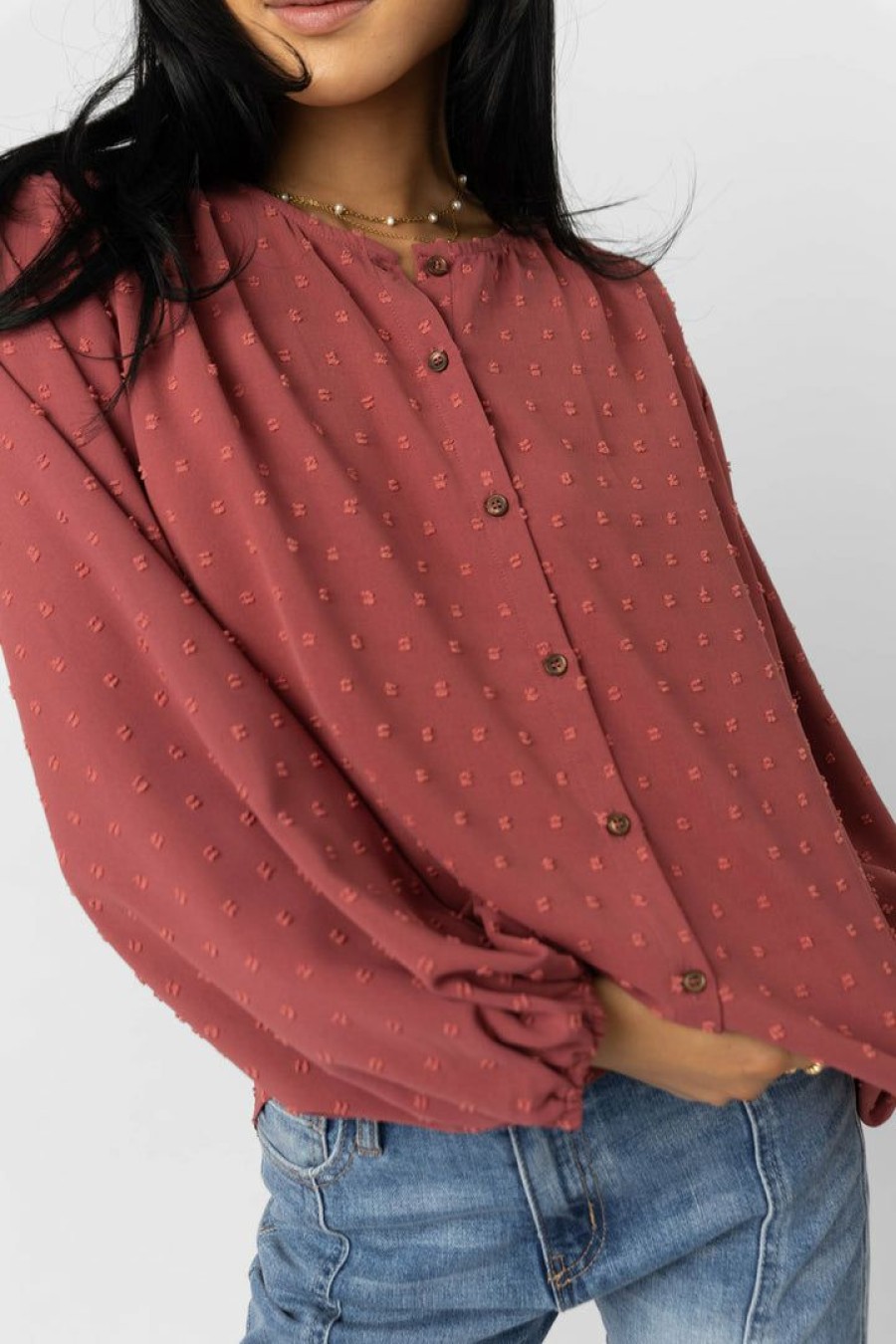 Tops * | Deals Maize Nina Button Up In Tops Mauve