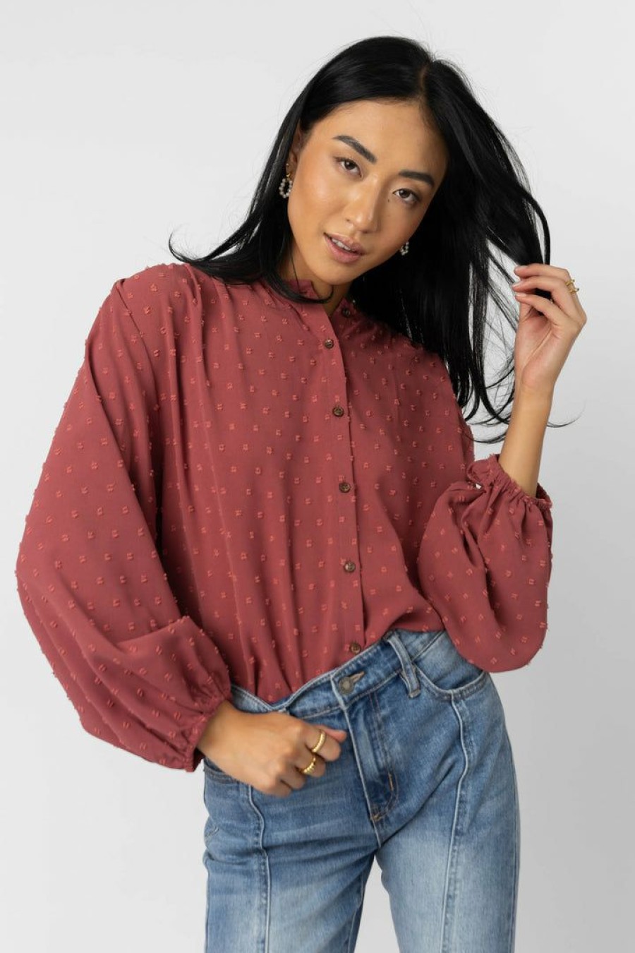 Tops * | Deals Maize Nina Button Up In Tops Mauve