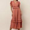 Dresses * | Cheap Worui Dresses Willa Ruffle Dress In Salmon