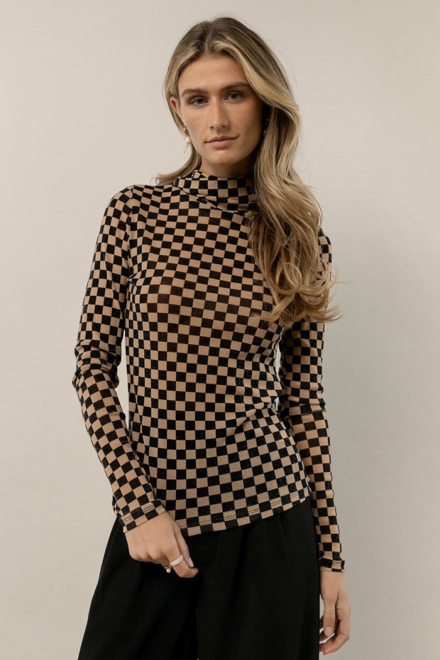 Tops * | Hot Sale Fate Inc Brynn Checkered Top Black