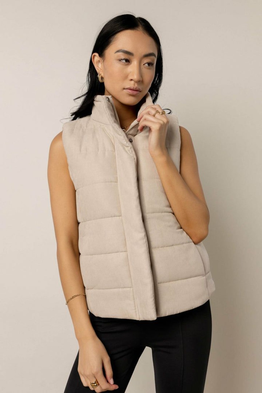 Tops * | Best Pirce Be Cool Manufacture Milah Puffer Vest Beige