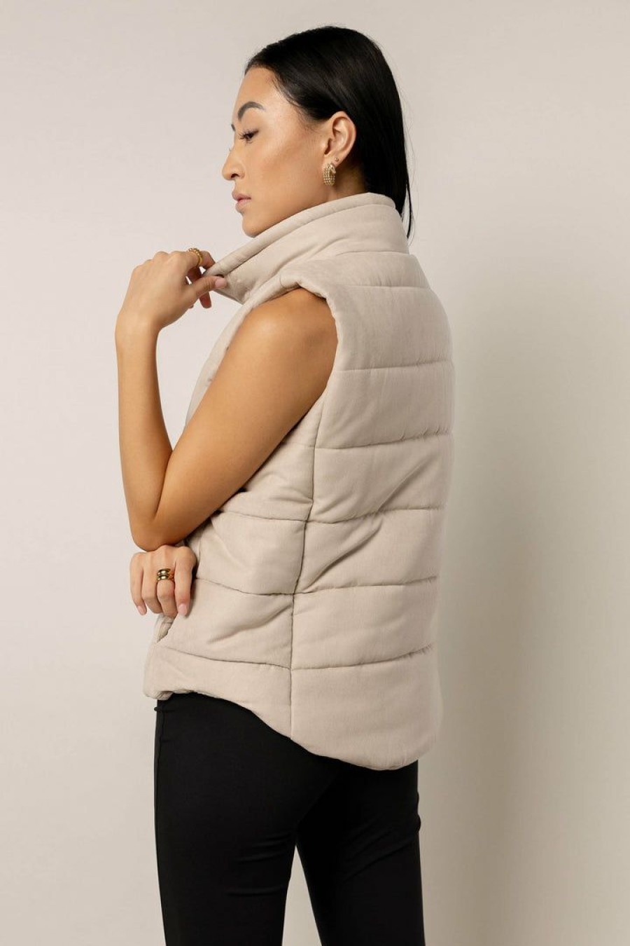 Tops * | Best Pirce Be Cool Manufacture Milah Puffer Vest Beige