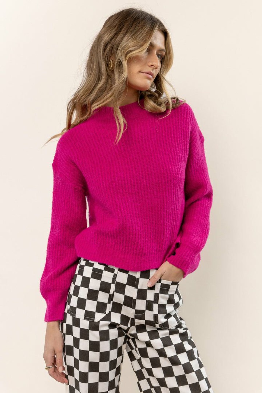 Tops * | Best Pirce Lumiere Raleigh Mock Neck Sweater In Pink