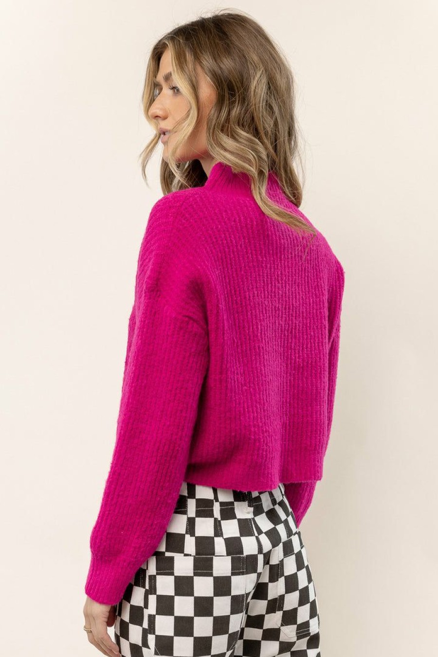 Tops * | Best Pirce Lumiere Raleigh Mock Neck Sweater In Pink