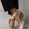 Shoes * | Hot Sale Free Soul/Miracle Mile Rachel Buckle Heels In Shoes Beige