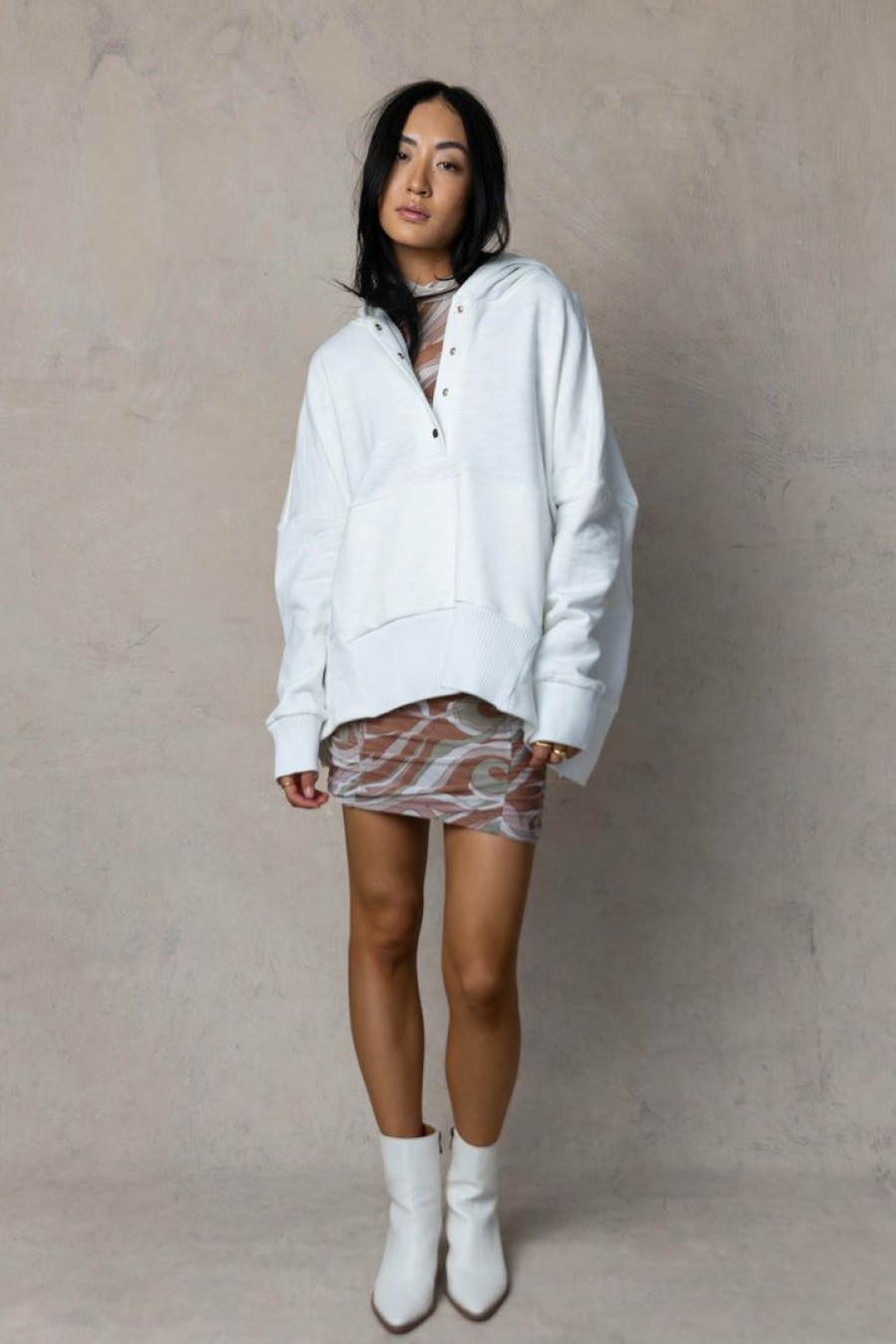 Tops * | Promo Aemi And Co Brogan Hoodie In Tops White