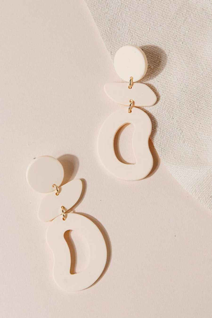 Jewelry * | Wholesale Juhu Bohemian Clay Earrings Jewelry Cream