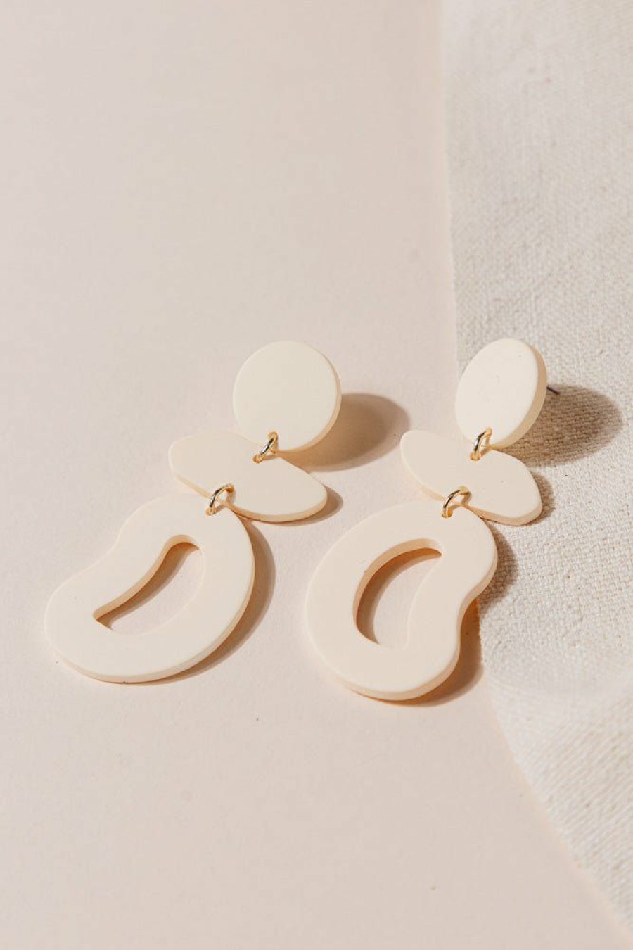 Jewelry * | Wholesale Juhu Bohemian Clay Earrings Jewelry Cream