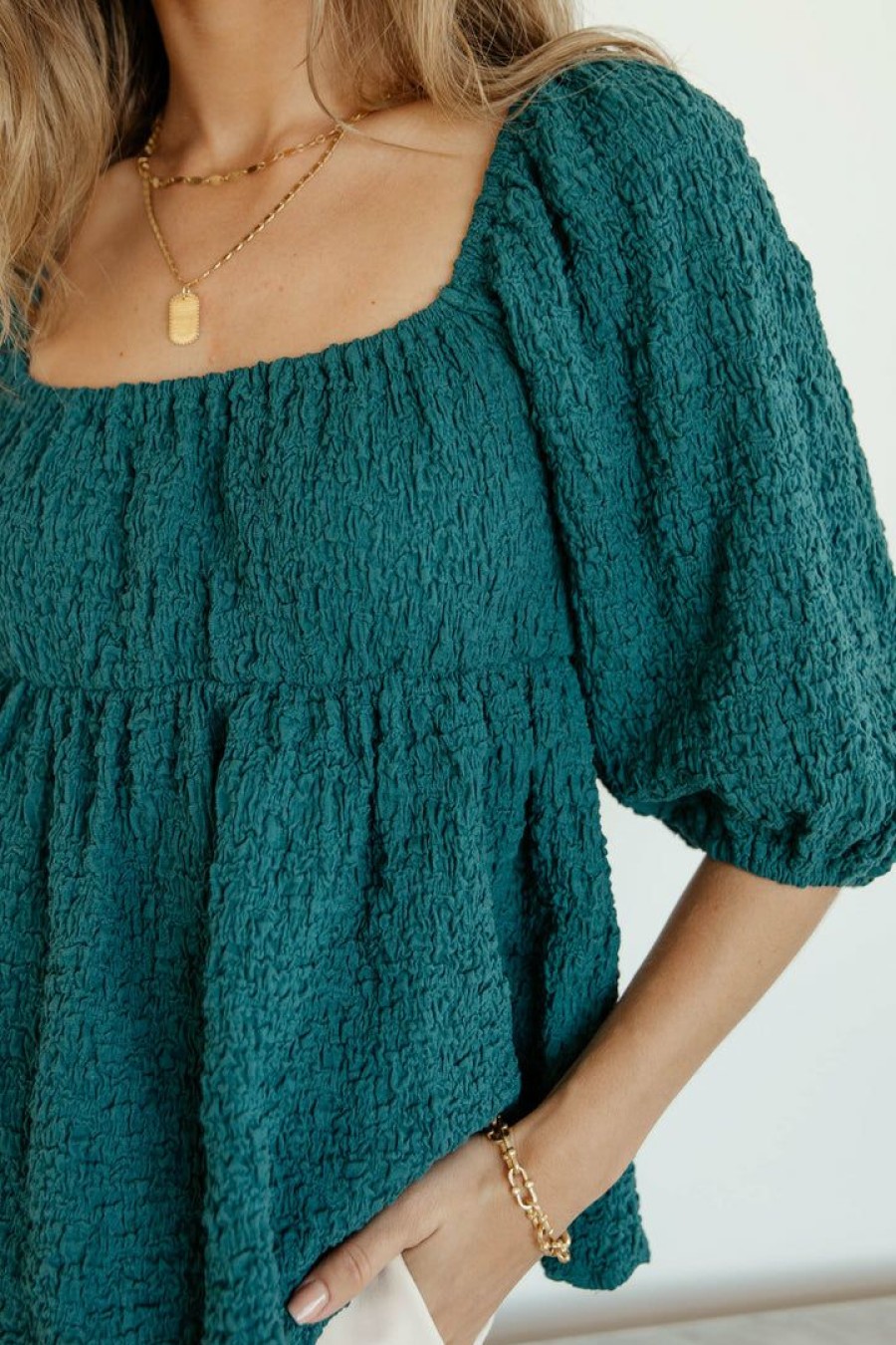 Tops * | Flash Sale Millibon Polymond Dk Inc Tops Brighton Top In Final Sale Teal