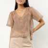 Tops * | Top 10 Things Between Liora Sheer Top New Arrivals Champagne