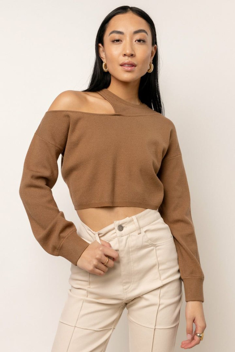 Tops * | Hot Sale Lush Clothing Tops Jordyn Cropped Top Brown