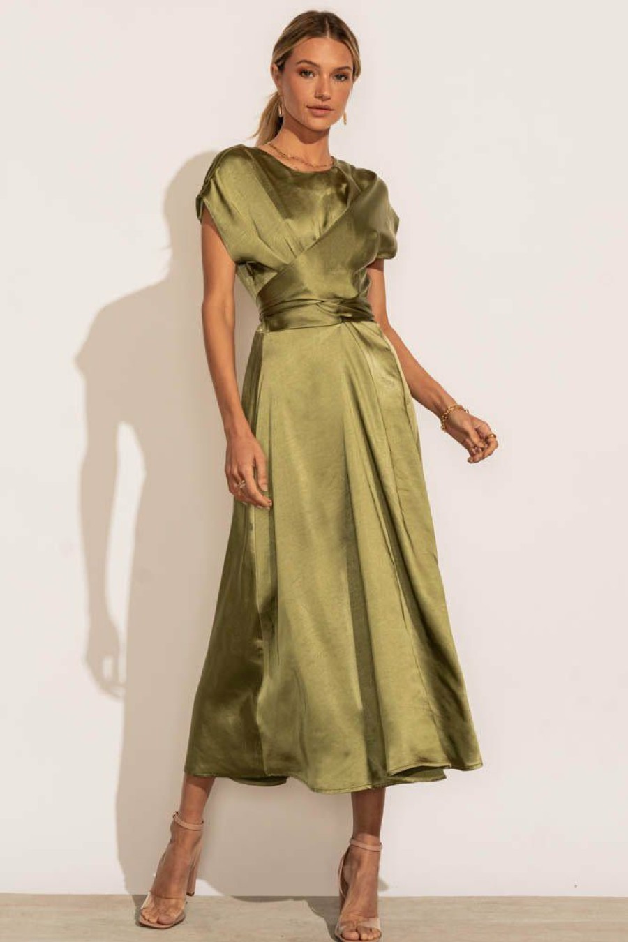 Dresses * | Wholesale Worui Rosalind Midi Dress In Moss