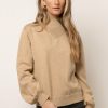 Tops * | Wholesale Worui Trysta Mock Neck Sweater In Taupe