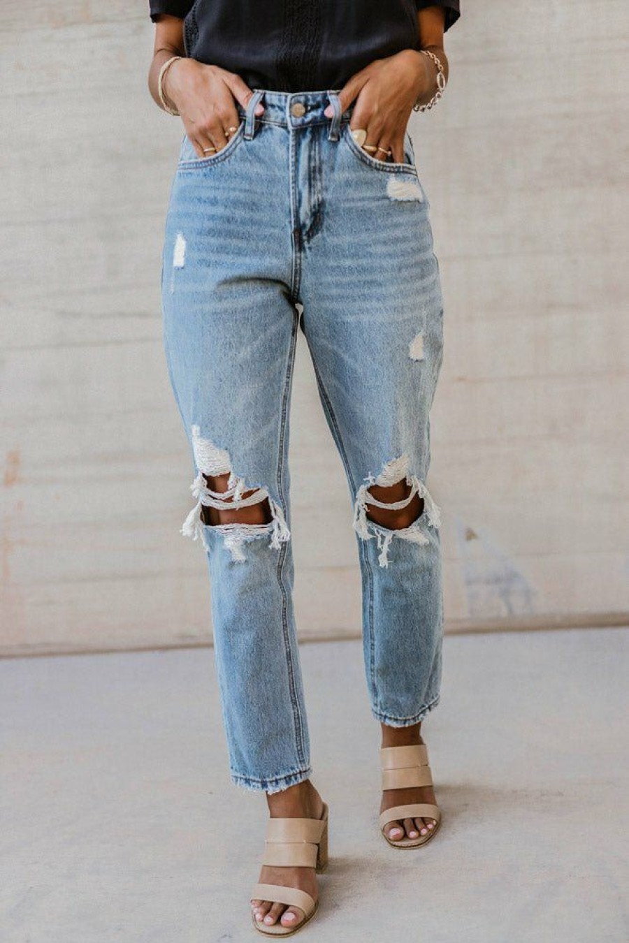 Jeans * | Cheap Plastic Annabel Mom Jeans Medium Wash