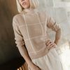 Tops * | New Lumiere Kirby Mock Neck Sweater Tops Tan