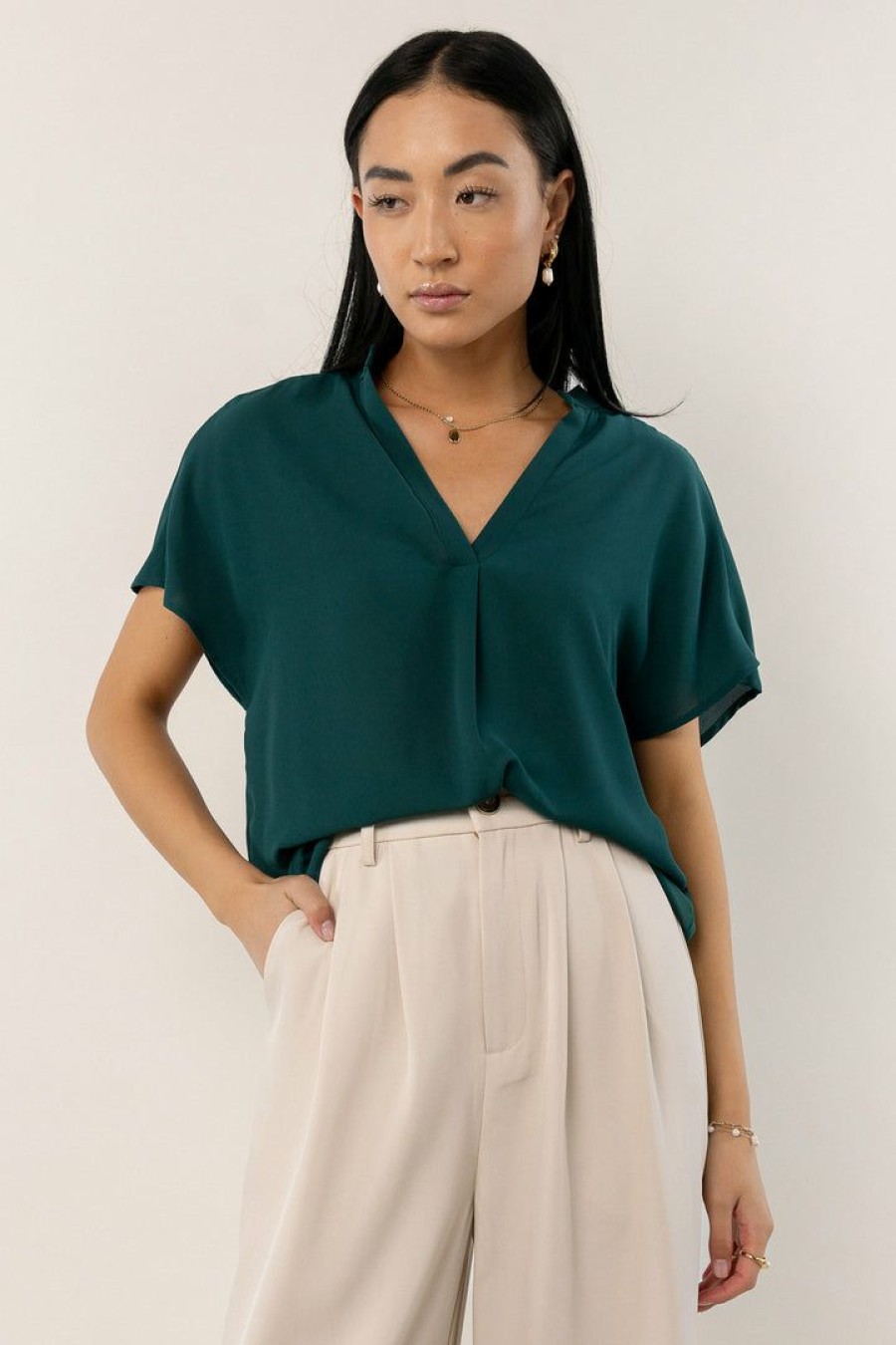 Tops * | Brand New Fun 2 Fun Celeste Blouse In Jade