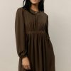 Dresses * | Buy Leia N Co New Arrivals Kori Side Tie Mini Dress Brown