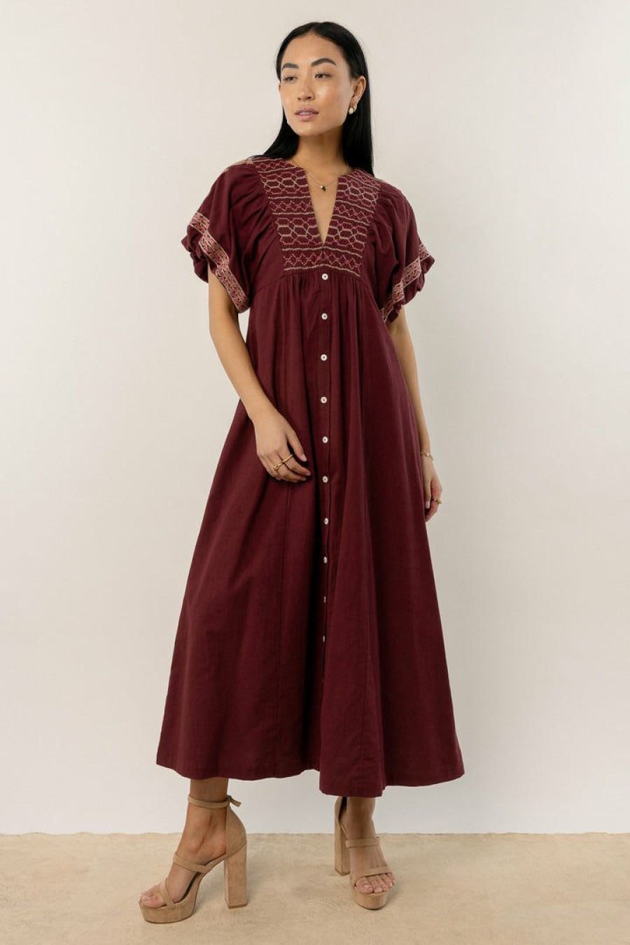 Dresses * | Cheapest Worui Dresses Gabriele Maxi Dress Burgundy