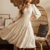 Dresses * | Discount Lumiere Smocked Tiered Midi Dress In Dresses Ivory