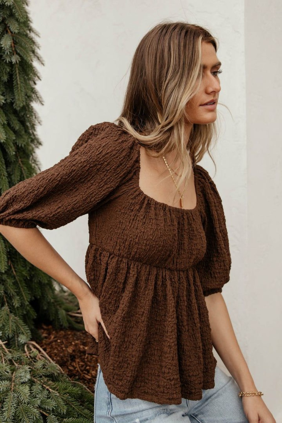 Tops * | Hot Sale Millibon Polymond Dk Inc Tops Brighton Top In Final Sale Brown