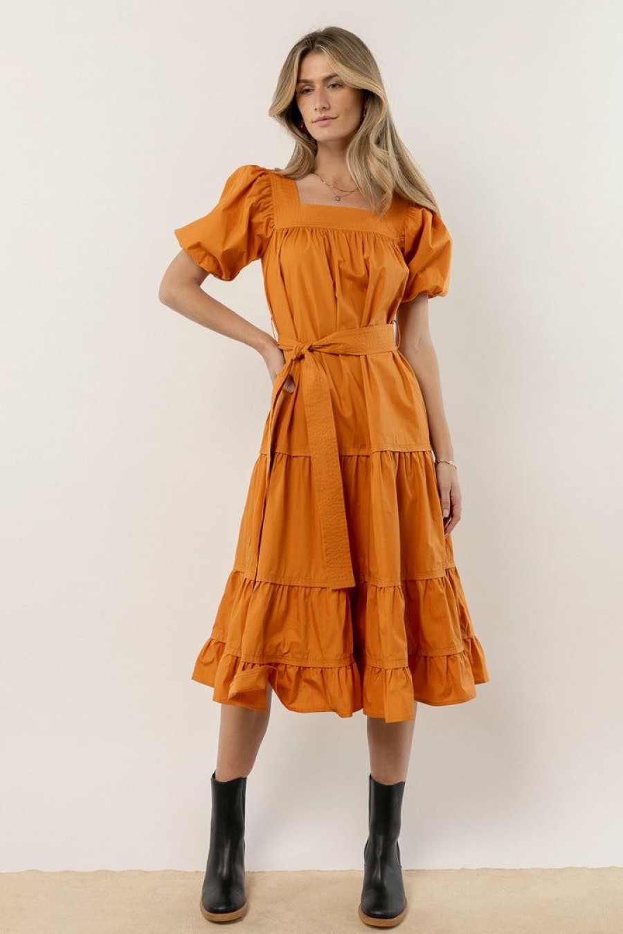 Dresses * | Cheapest Worui Dresses Tropez Midi Dress In Orange