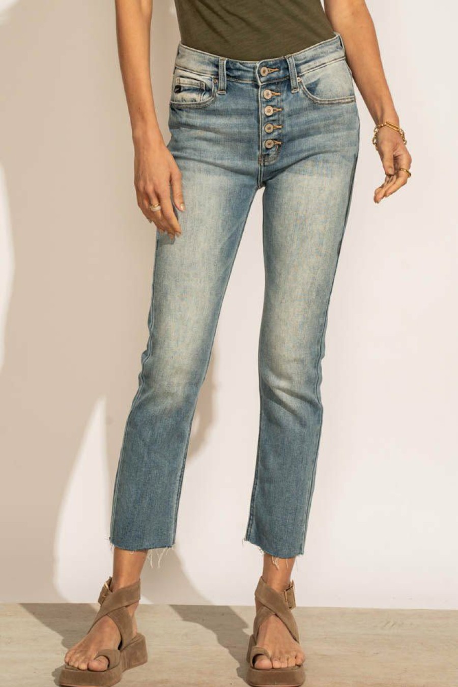 Jeans * | Cheap Jeans Kancan Celine Straight Leg Denim Light Wash