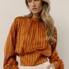 Tops * | Best Pirce Flying Tomato Chaplin Striped Blouse Orange