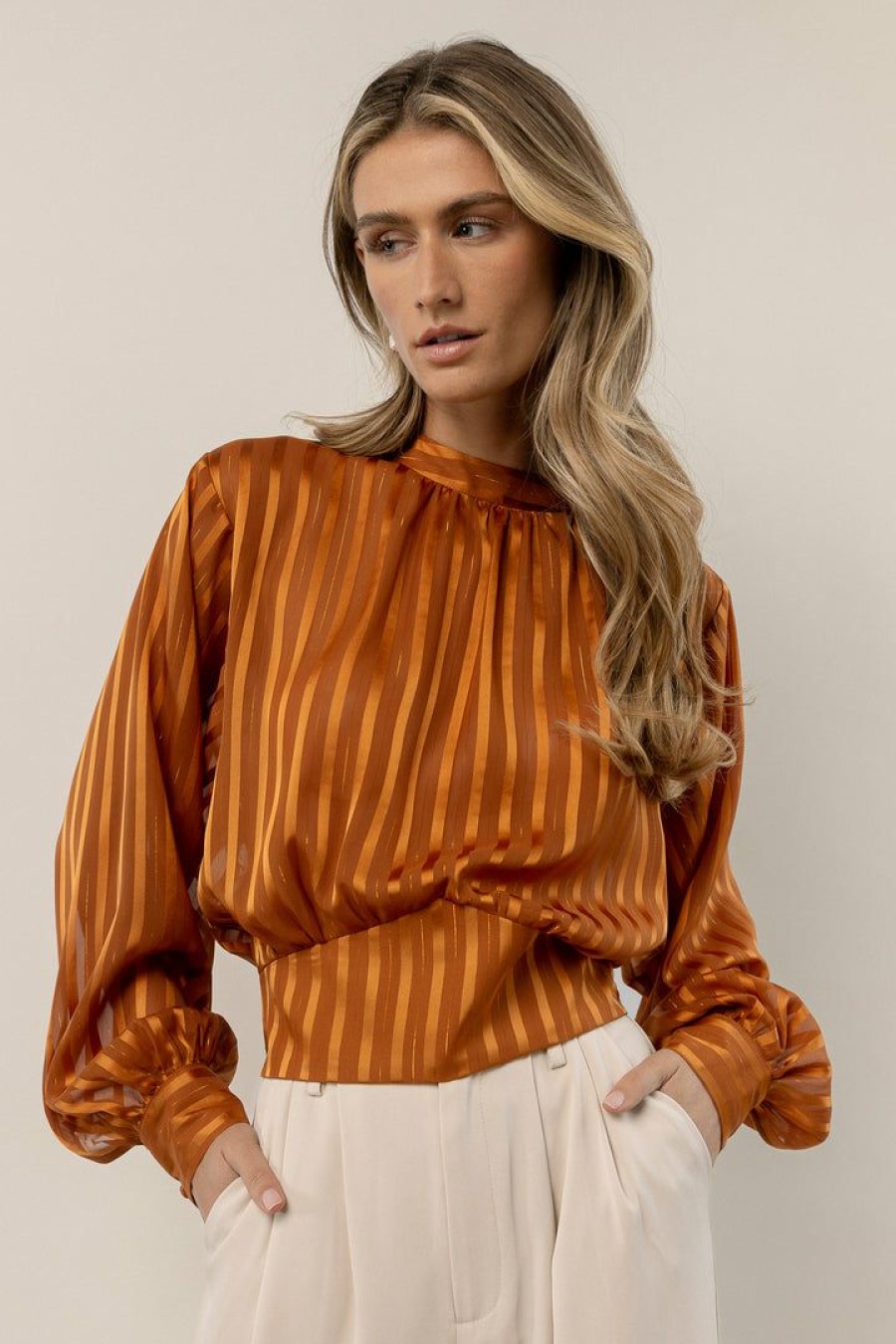 Tops * | Best Pirce Flying Tomato Chaplin Striped Blouse Orange