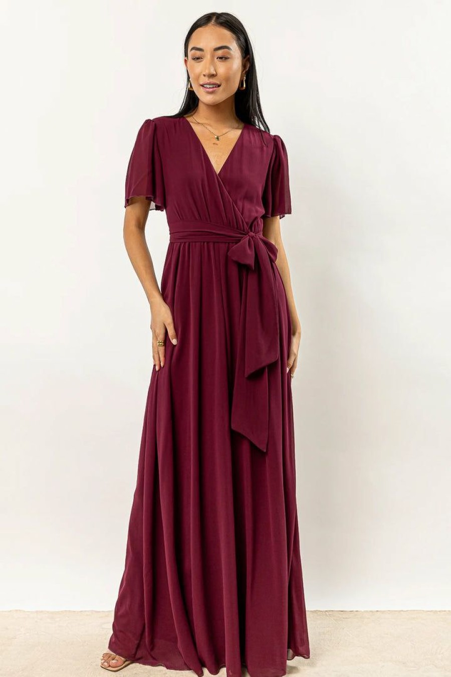 Dresses * | Cheapest Ricarica New Arrivals Josie Maxi Dress In Burgundy