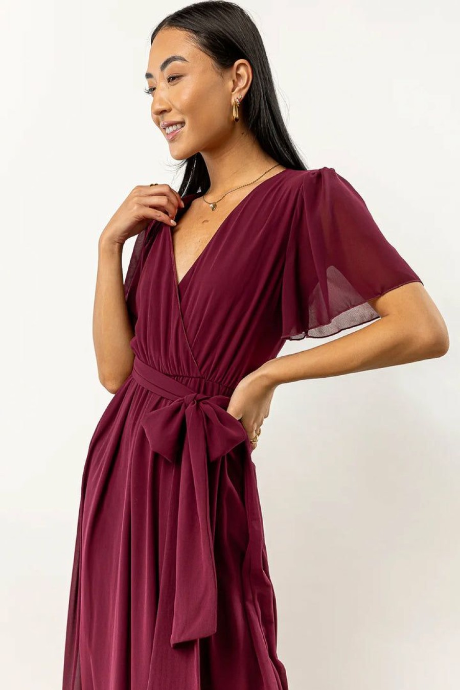 Dresses * | Cheapest Ricarica New Arrivals Josie Maxi Dress In Burgundy