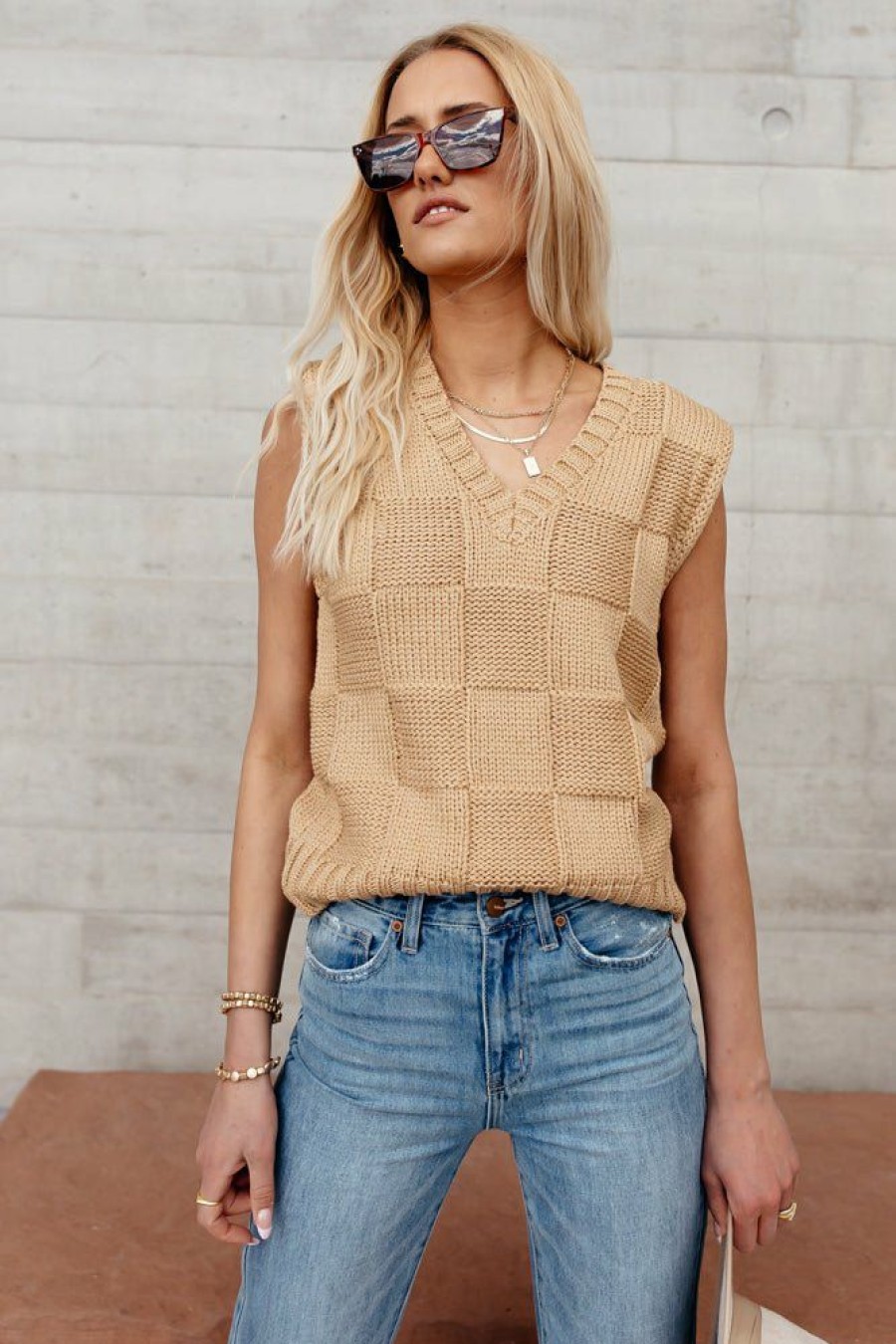 Tops * | Budget Sina Rudie Sweater Vest In Tops Tan