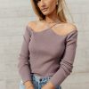 Tops * | Best Sale Sina Sheila Open Shoulder Top In Final Sale Tops Mocha