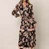 Dresses * | Hot Sale Worui Maggie Floral Midi Dress Dresses Black