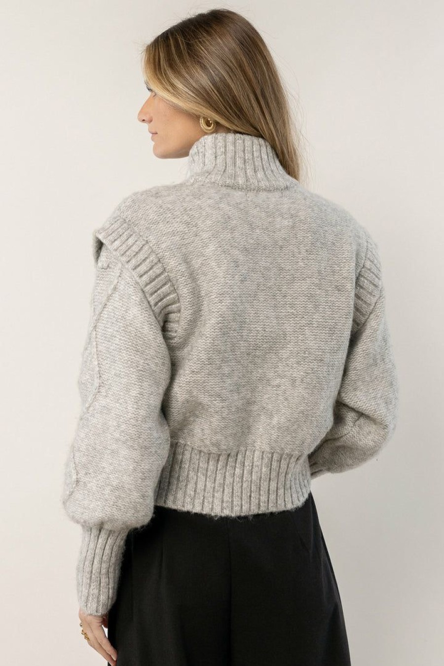 Tops * | New Vero Moda Helga Cable-Knit Sweater In Grey