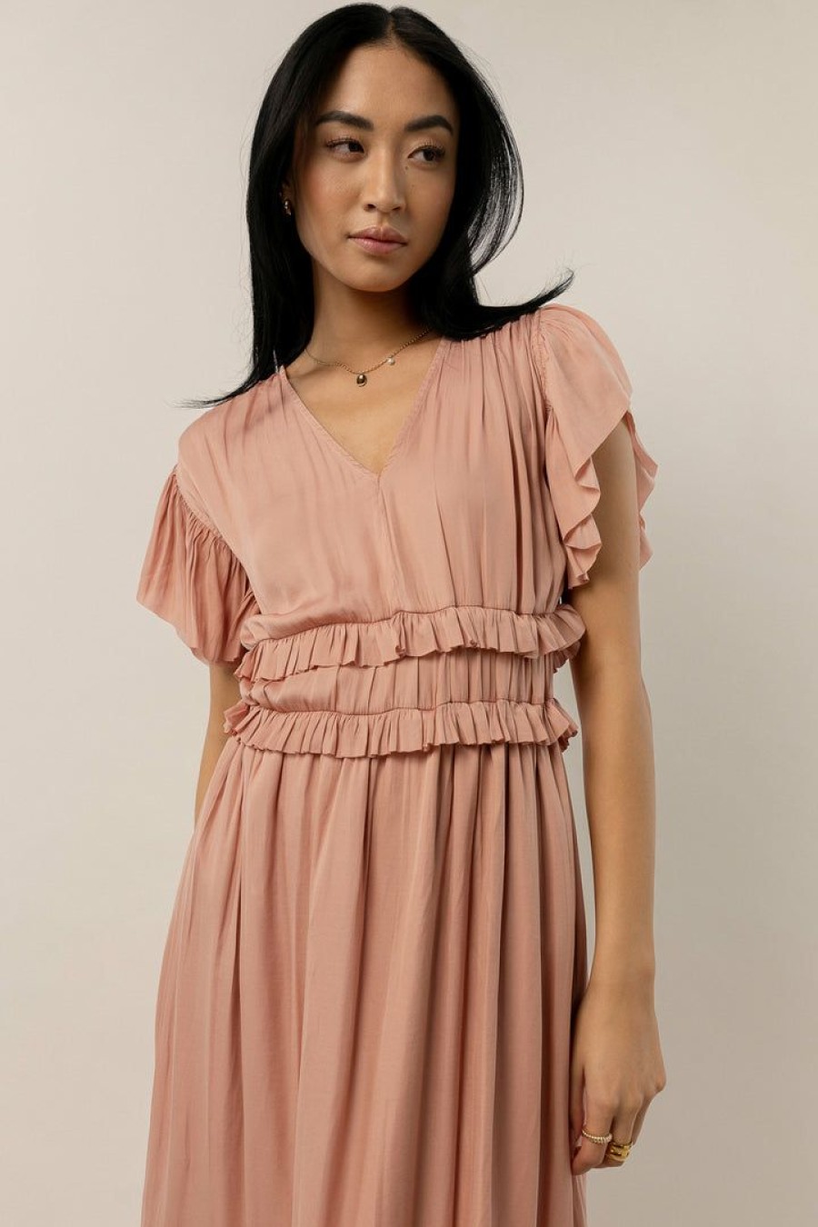 Dresses * | Wholesale Worui New Arrivals Willa Ruffle Dress In Blush