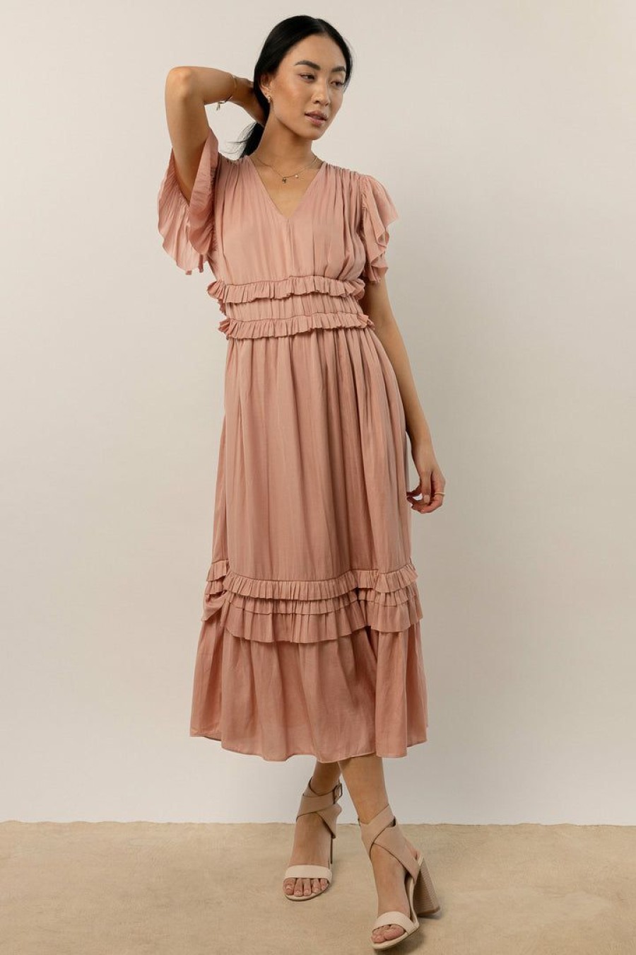 Dresses * | Wholesale Worui New Arrivals Willa Ruffle Dress In Blush